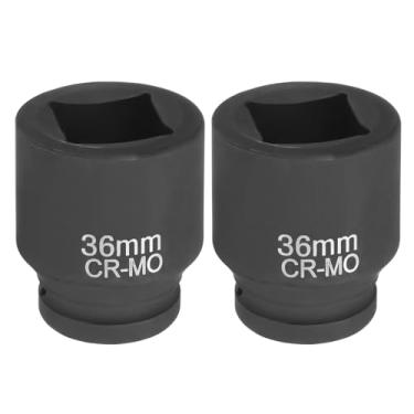 Imagem de HARFINGTON 2 peças soquete quadrado de 4 pontos 2.5 cm Drive 36 mm soquete de impacto quadrado métrico CR-MO Blackening luva de roda padrão ferramenta de manga pneumática para reparo de automóveis
