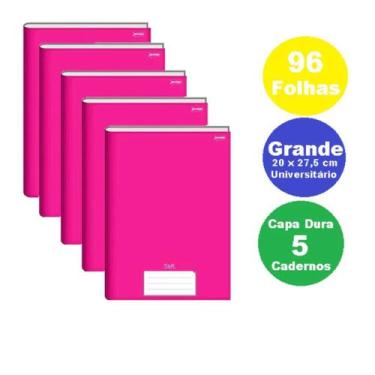 Imagem de Kit 5 Cadernos Brochurao Costurado Stiff 96fls Rosa Jandaia