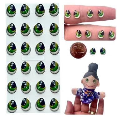 Imagem de Resina 3D Premium Olhos estilo arregalados e agitados – 24 peças/12 pares – Autoadesivo verde de 7 mm para porcelana fria, geleca, amigurumi, argila de polímero e artesanato DIY (64-7)