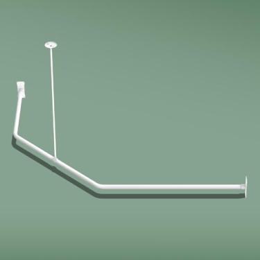 Imagem de Naiture varão de cortina de chuveiro neo-angular de alumínio com suporte de teto, 46 x 66 x 76 cm (tamanho da parede do equivalente: 122 cm x 91 cm), acabamento branco fosco