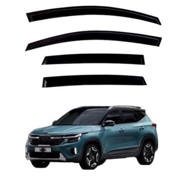 Imagem de RWYSSYTF 4 peças de viseiras de janela defletores de ventilação para Kia Seltos 2021-2025 protetores de chuva sombra