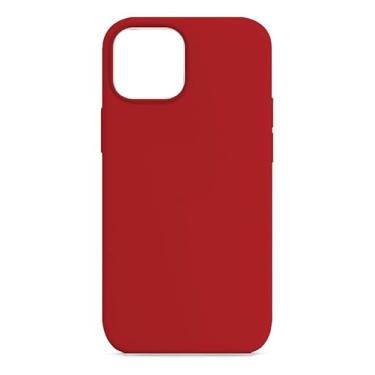 Imagem de Capinha Compatível com Iphone 13 Preta, Branca, Azul, Rosa, Bordô, Roxo, Lilás, Cinza, Pink, Bege, Flexivel, Tecnologia anti impacto, Aveludada com design PREMIUM c/logo (Vermelho)