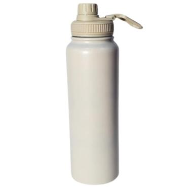 Imagem de Garrafa Térmica de Água com Parede Dupla Esportiva, Academia, Isolada a Vácuo, Aço Inox 1000ml, Mantém Bebidas Frias e Quentes, Tampa Antivazamento, Portátil, Ideal para Viagens, Esportes (Bege)
