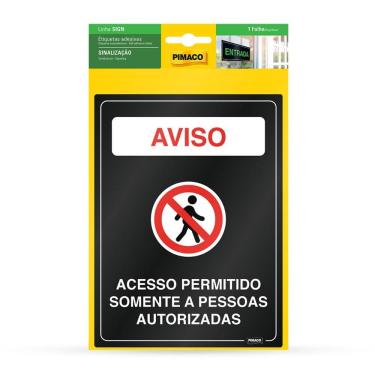 Imagem de Etiqueta sinalização Pessoas Autorizadas 13,8x18,5cm Pimaco