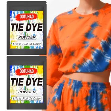 Imagem de DOTUHAO Kit de pó tie dye, cores laranja e azul, tinta de tecido, corantes permanentes e em pó, corantes criativos para roupas (2 cores, 60 g)