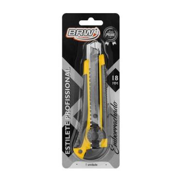 Imagem de Estilete largo 18mm metal emborrachado es1804 - BRW, Cinza