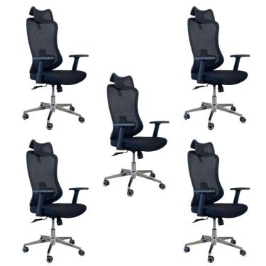 Imagem de Kit 5 Cadeiras De Escritório Presidente Ergonômica Oficial Corporativa Boss Apoio Nuca