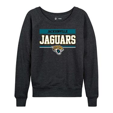 Imagem de Team Fan Apparel NFL – Vestuário feminino de gola redonda carvão e gola redonda, pulôver leve e despojado de manga raglan (Jacksonville Jaguars - preto, feminino médio)