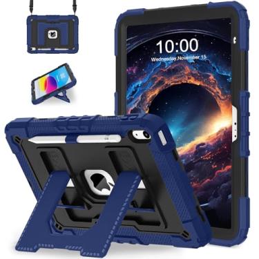 Imagem de WESOROL Capa para iPad A16 11ª/10ª geração 2025/2022 com suporte para lápis, alça de ombro, capa para iPad 10ª geração à prova de choque para iPad 11ª/10ª geração, capa infantil, azul marinho