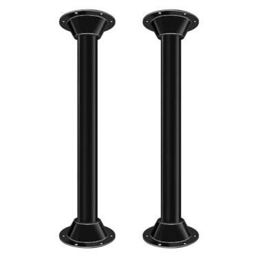 Imagem de Suporte de base de mesa RV de 73,7 cm e pernas de mesa para trailers (pacote com 2) - Pedestal de alumínio preto para trailer, barco, mesas de motorhome e montagem no chão, inclui parafusos de