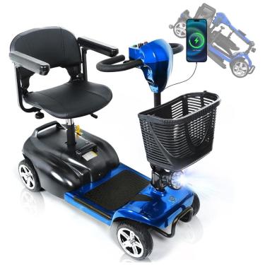 Imagem de Cadeira de Rodas Elétrica Dobrável para Adultos, 120 kg, Todos os Terrenos, Bateria de Longa Duração com Carregador, Cesto e Luz LED,Hubbfq.