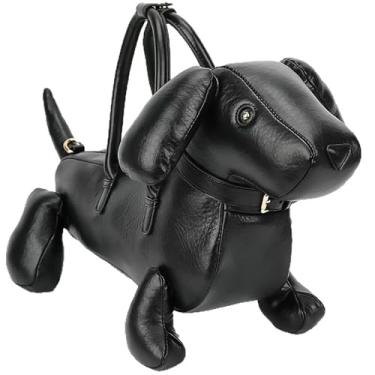 Imagem de Bolsa de ombro feminina de couro PU novidade exclusiva bolsa tiracolo fofa em forma de cachorro, 1 preta a