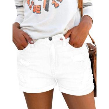 Imagem de Shorts jeans MODARANI brancos para mulheres tamanho júnior XXL