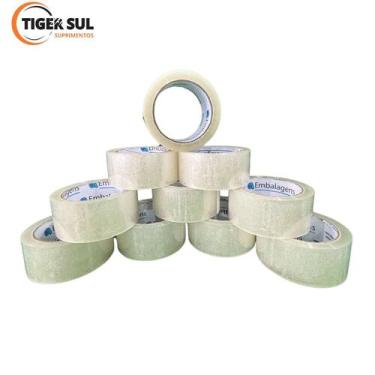 Imagem de Kit 10 Rolos Fita Adesiva Transparente 45mmx100m  Alta Performance e E