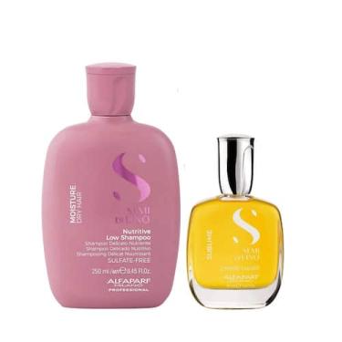 Imagem de Kit Alfaparf Semi Di Lino Moisture - Shampoo 250ml + Cristalli 50ml