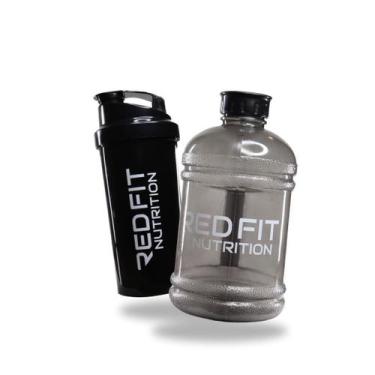 Imagem de Coqueteleira Shaker Preta 600ml Galão Preto 1,8L - Red Fit Nutrition -