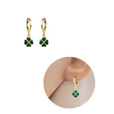 Imagem de Brinco Infantil design Trevo Folheado Ouro 18k Antialérgico - MIXFOLHE