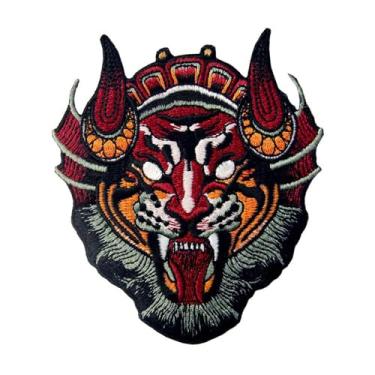 Imagem de Emblema bordado de máscara de leão monstro aplique de ferro na costura