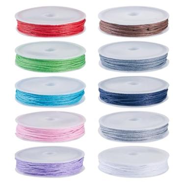 Imagem de Fio encerado de 1 mm, 10 rolos, cordão de poliéster para pulseiras trançadas, costura de couro, costura, artesanato de miçangas micro macramê