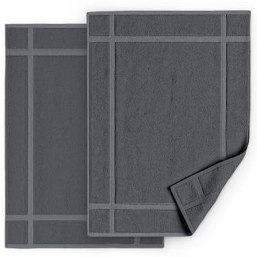 Imagem de Pearl Linens Pacote com 2 tapetes de banho de algodão laváveis 45 x 63 cm - Conjunto de tapetes de banheiro macios e absorventes, não tapetes de banheiro após o chuveiro, tapete de banheira felpudo