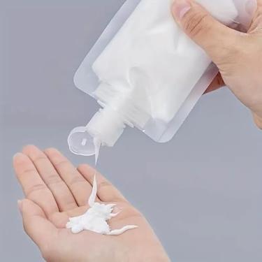 Imagem de Bolsas de viagem para artigos de higiene pessoal, bolsa de pé para viagem, essenciais portáteis para produtos de higiene pessoal, loção de xampu, Branco, 100ml/3.38oz(3PCS), Moderno