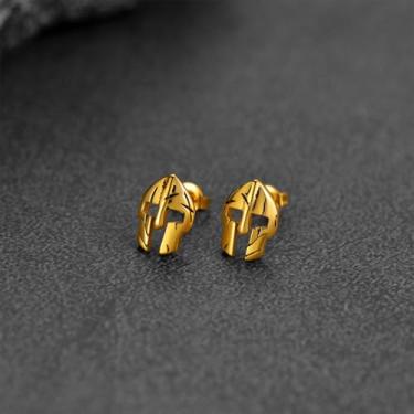 Imagem de Brincos femininos masculinos em forma de capacete de aço inoxidável, One Size, Aço inoxidável, Sem pedra preciosa