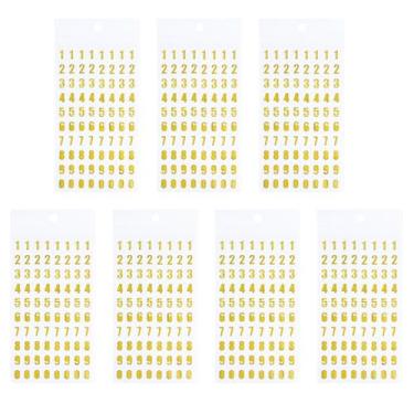 Imagem de ZZHXSM 7 adesivos de números dourados, autoadesivos, pequenos e brilhantes, conjunto de adesivos de letras douradas 0-9, para decoração de boné de formatura, presentes, álbuns, cartões, artes e