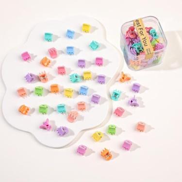 Imagem de 40 peças de grampos de cabelo para mulheres – Mini presilhas de garra, lindas garras coloridas para penteados grossos finos médios finos, acessórios de cabelo de plástico durável para fixação forte