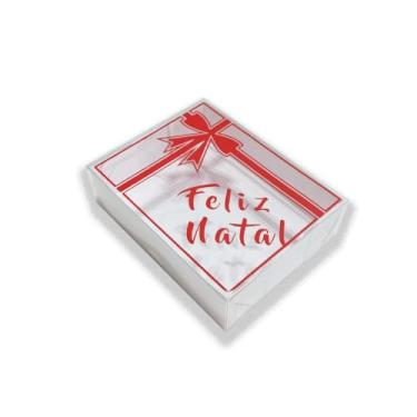 Imagem de Caixa de Natal para Presente, 4 tamanhos, 10 unidades, Papel e Visor Acetato, Embala Cristal (Duplex Vermelho,8 x 8 x 4)