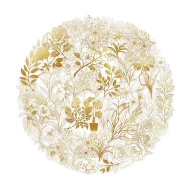 Imagem de Pacote de adesivos transparentes de plantas douradas com 50 peças de material de caderno PET transparente para decorar o caderno de guitarra