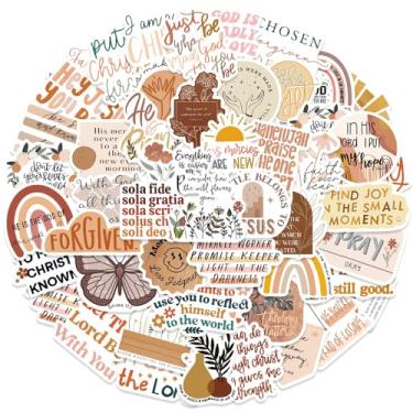 Imagem de 50 peças de adesivos motivacionais estilo boêmio - adequado para álbuns, cadernos, garrafas de água e temas religiosos, design brilhante, decoração de scrapbook