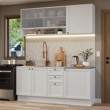 Imagem de Armário De Cozinha Compacta 180 Cm Branco Vik Madesa 03 Branco