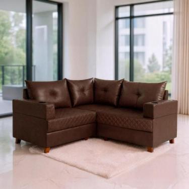 Imagem de Sofá 4 Lugares 1,77x1,77m Canto Essenza Plus Bom Pastor, Café Veludo P