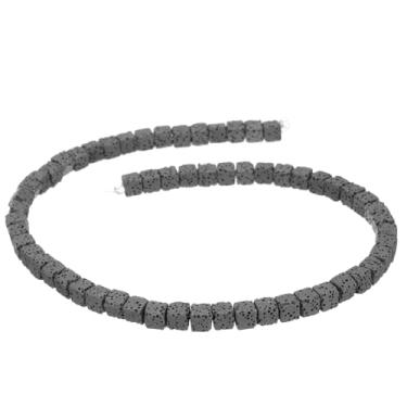 Imagem de Generic Contas de pedra vulcânica cinza para fabricação de joias 6 mm difusor de óleo essencial contas de pedra, quadradas, 60 peças