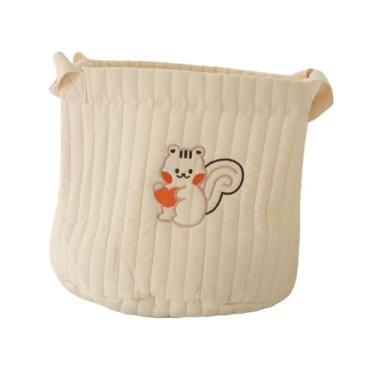 Imagem de simhoa Organizador de fraldas para bebês, cesta de fraldas, portátil, versátil, organizador de trocador, suporte de brinquedos para carro, ambiente, Esquilo Branco Grande