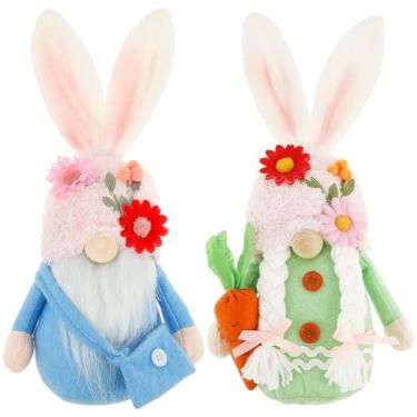 Imagem de 2 peças de gnomo de páscoa fofo boneco de pelúcia multifuncional Páscoa RABIT decoração requintado ornamento de casa para mesa mesa prateleira cornija