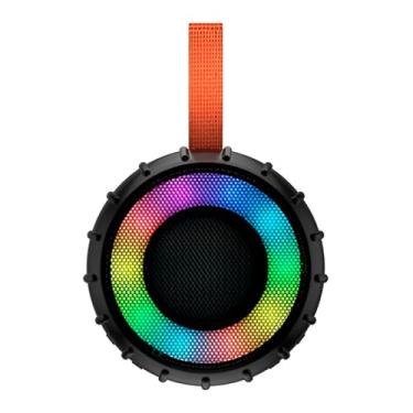 Imagem de Mini Caixa de Som Bluetooth Portátil à Prova D'água, LED RGB, 8W, 11.6x11.6x4.9cm, Bateria 1200mAh, Compatível com Cartão SD (Preto)