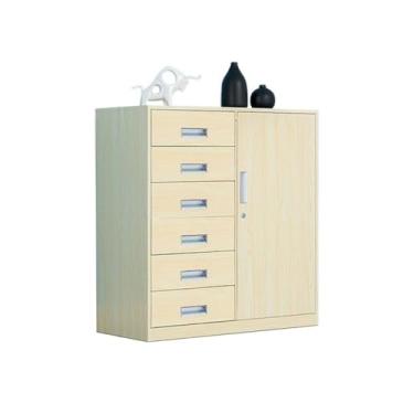 Imagem de Armário de Arquivos Armário de 6 gavetas armazenamento multifuncional doméstico Organizador arquivo dados metal escritório(Beige)