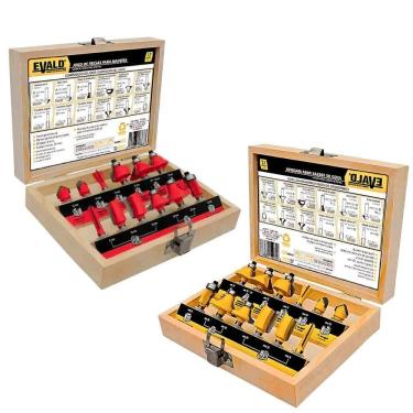 Imagem de Jogo Fresas Tupia Para Madeira Kit 12 Peças Haste 6 Mm Evjf-12 Evald
