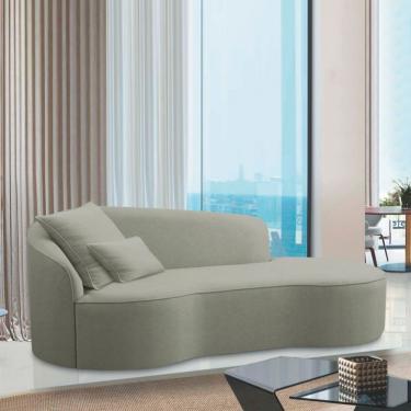 Imagem de Divã Recamier Curvo Sala De Estar Recepção Inglaterra 220cm Lado Direito Bouclé Verde Oliva