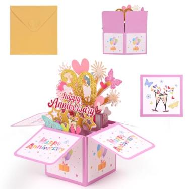 Imagem de Penitue Cartão Pop-Up de 30º Aniversário, Fogos de Artifício Coloridos em Forma Coração e Borboleta Cartões Aniversário 3D com Cartão Comemorativo e Envelope Cartões Pop-Up para Esposa Marido Casal