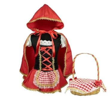 Imagem de Fantasia Chapeuzinho Vermelho Infantil de Luxo com Capa e Cestinha GG 11-12