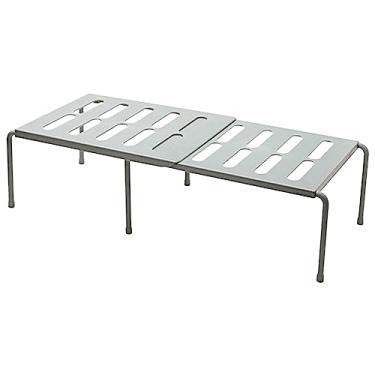Imagem de Prateleira de armário expansível empilhável armário de cozinha contador prateleira organizador de armazenamento organizador de armário de cozinha para talheres tempero