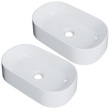Imagem de Kit 02 Cubas De Apoio Oval Para Banheiro Lavabo Laila C01 O42w Branco - Lyam