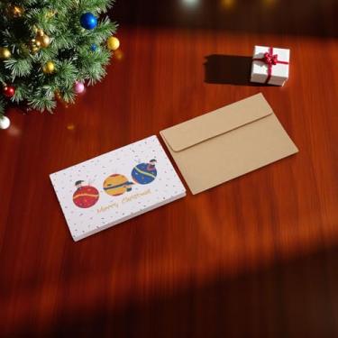 Imagem de 1 conjunto de cartão de felicitações de Natal com papel envelope multicolorido 12,7 x 8,4 cm