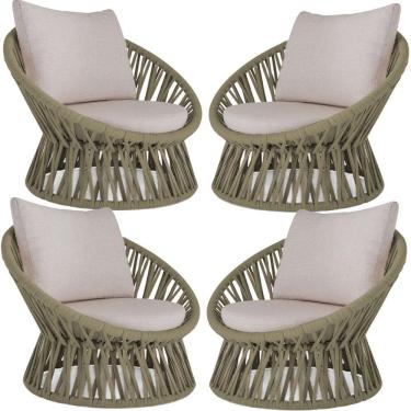 Imagem de 4 Poltrona Area Externa Monza Alumínio Pintura Corda Náutica Rami