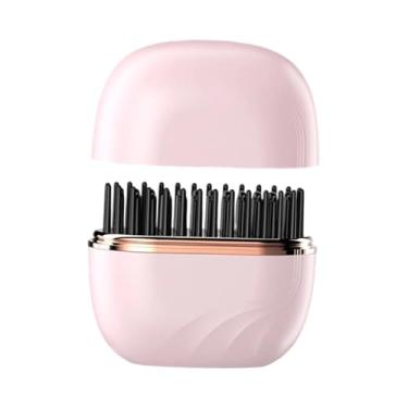 Imagem de oshhni Escova alisadora de cabelo, modeladora e modeladora sem fio, aquecimento rápido, portátil, profissional, com 3 temperaturas ajustáveis, Rosa