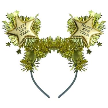 Imagem de CHUN-YAN Tiaras de Feliz Ano Novo – Faixa de cabeça dourada com glitter Nye para artigos de festa de feliz ano novo 2026, decorações de lembrancinhas de festa Nye
