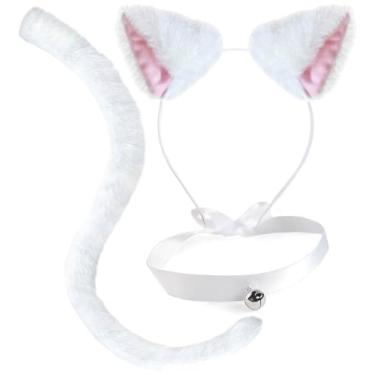 Imagem de OLYPHAN Cat Costume Accessories Cat Ears and Tail Set Black Animal Halloween Kit for Women/Adults Cat Cosplay Pack with Bell Choker- 3 PCS