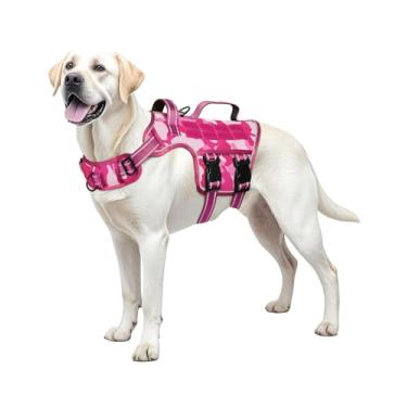Imagem de Peitoral para cães grandes, resistente, sem puxão, tático, com sistema Molle, fácil de colocar e tirar, respirável acolchoado, colete refletivo ajustável para animais de estimação para caminhadas